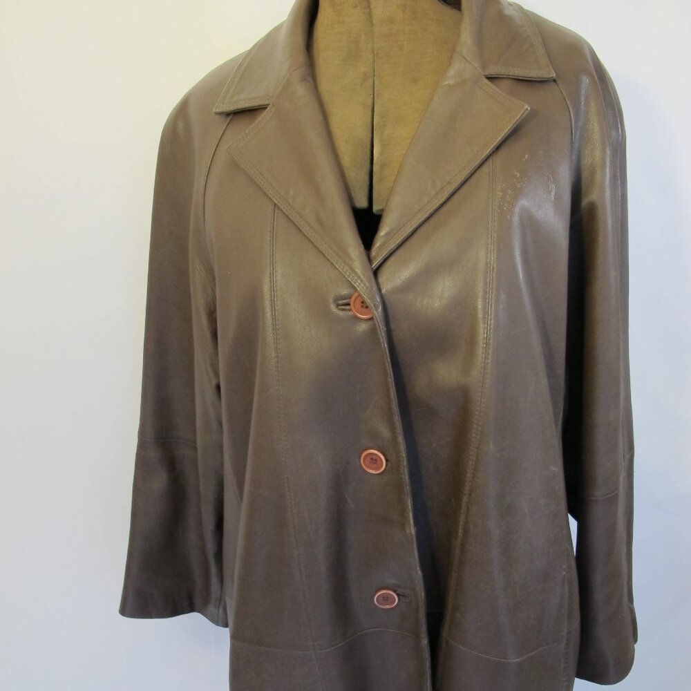 Brown Tibor leather swing jacket, above knee  XL